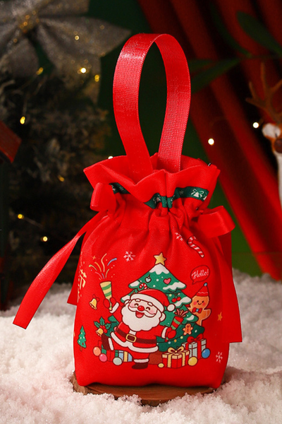 Christmas Canvas Apple Pouch Holiday Gift Packaging Bag