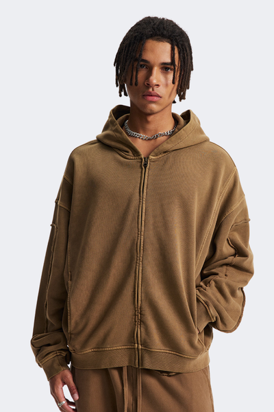 Men's Cotton Streetwear Full Zipper Hooded Jacket