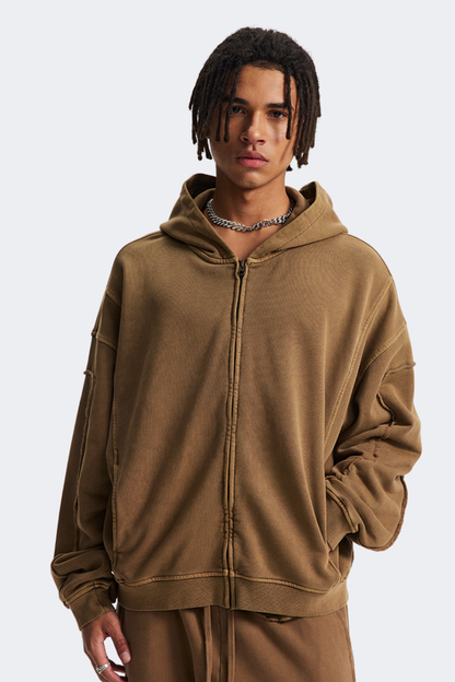 Men's Cotton Streetwear Full Zipper Hooded Jacket