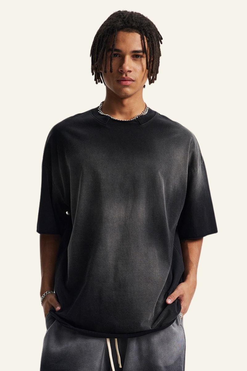Men's Cotton Streetwear Washed Vintage  T-shirt