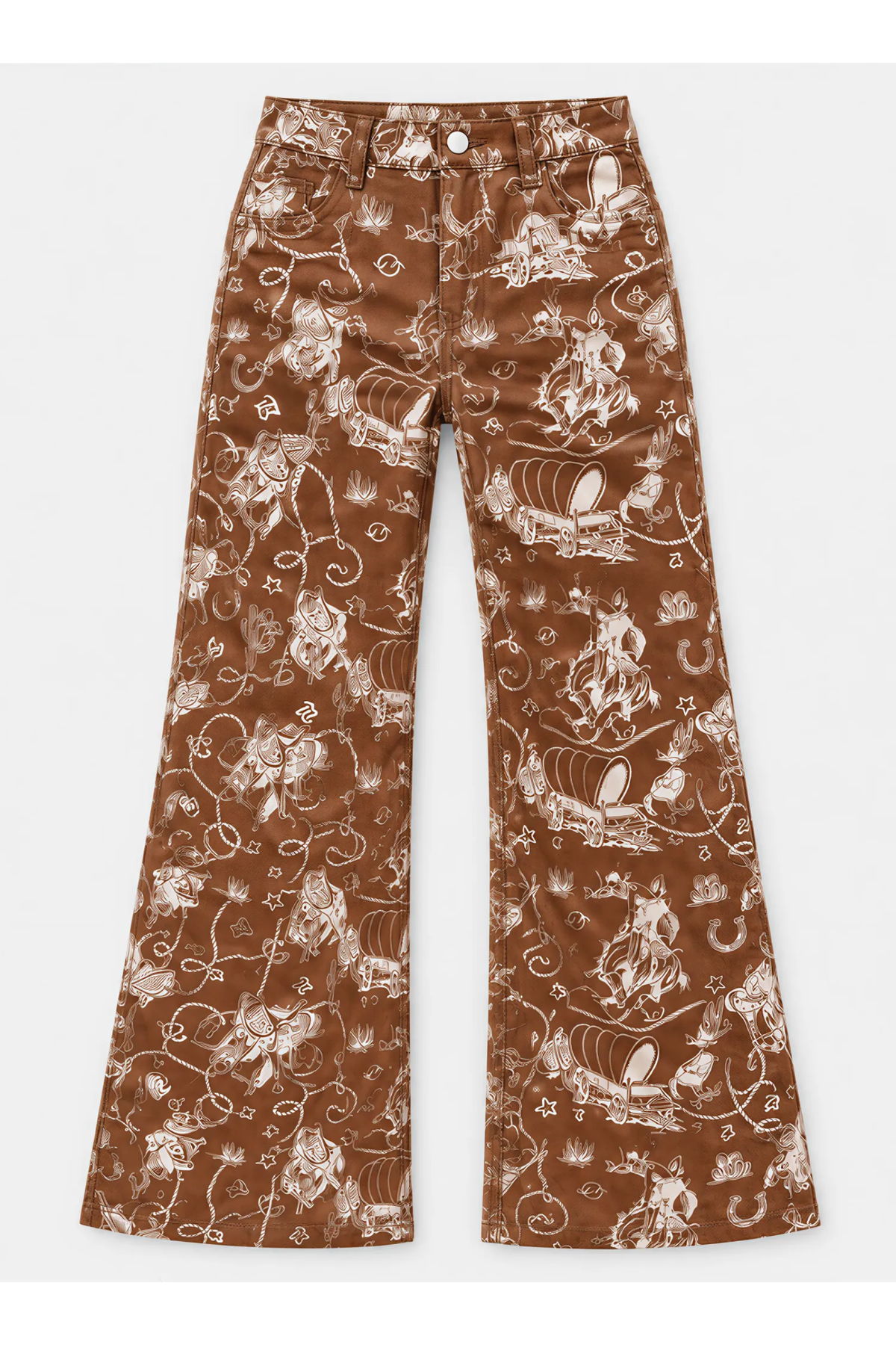 Women's Color Block Print High Waist Quilted Straight Jeans