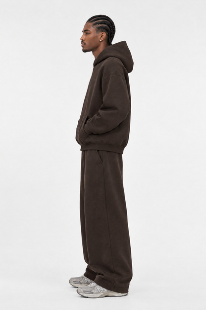 Men Fall Clothing Boxy Fleece Hoodie Wide-Leg Pants Set