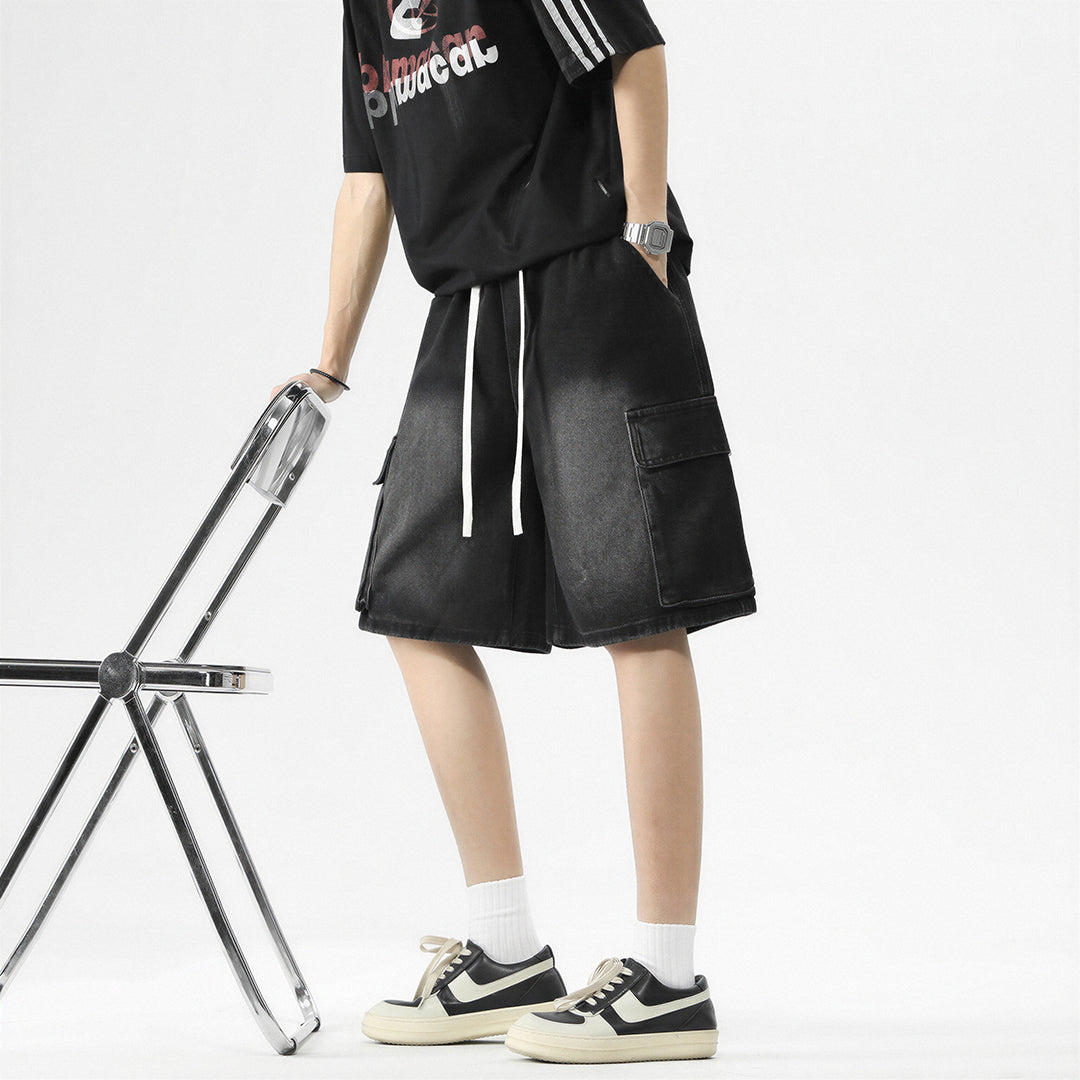 Men's Summer Light Wash Carpenter Baggy Denim Shorts