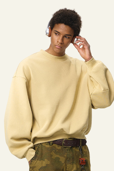 Men's Crewneck Curved Sleeve Pullover