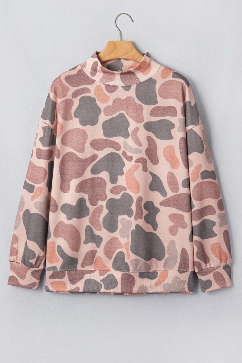 Women Fall Clothing Western Camo Mock Neck Sweatshirt