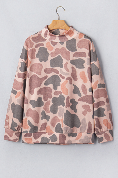 Women Fall Clothing Western Camo Mock Neck Sweatshirt