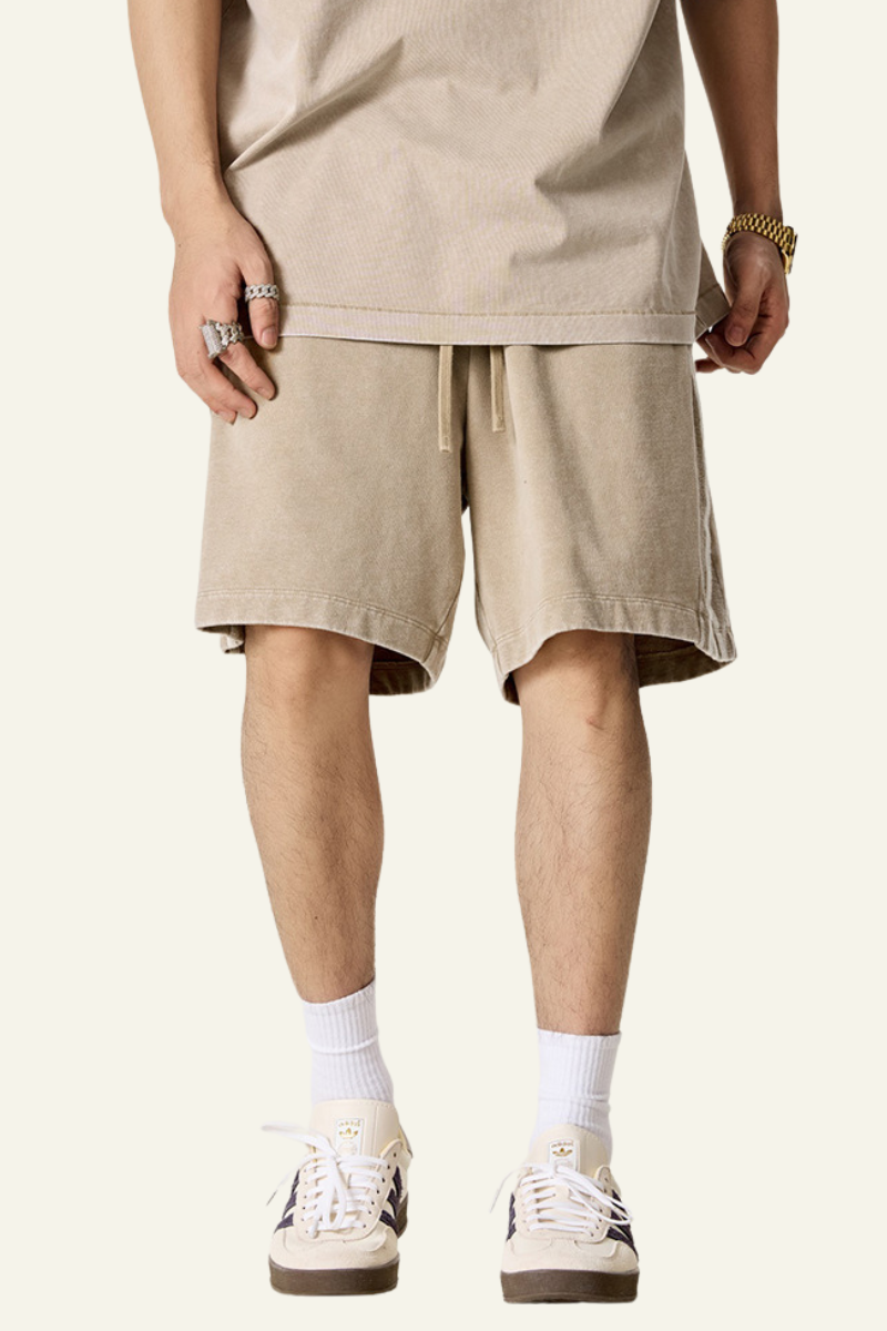 Men's Cotton Streetwear Washed Three side stripes Shorts