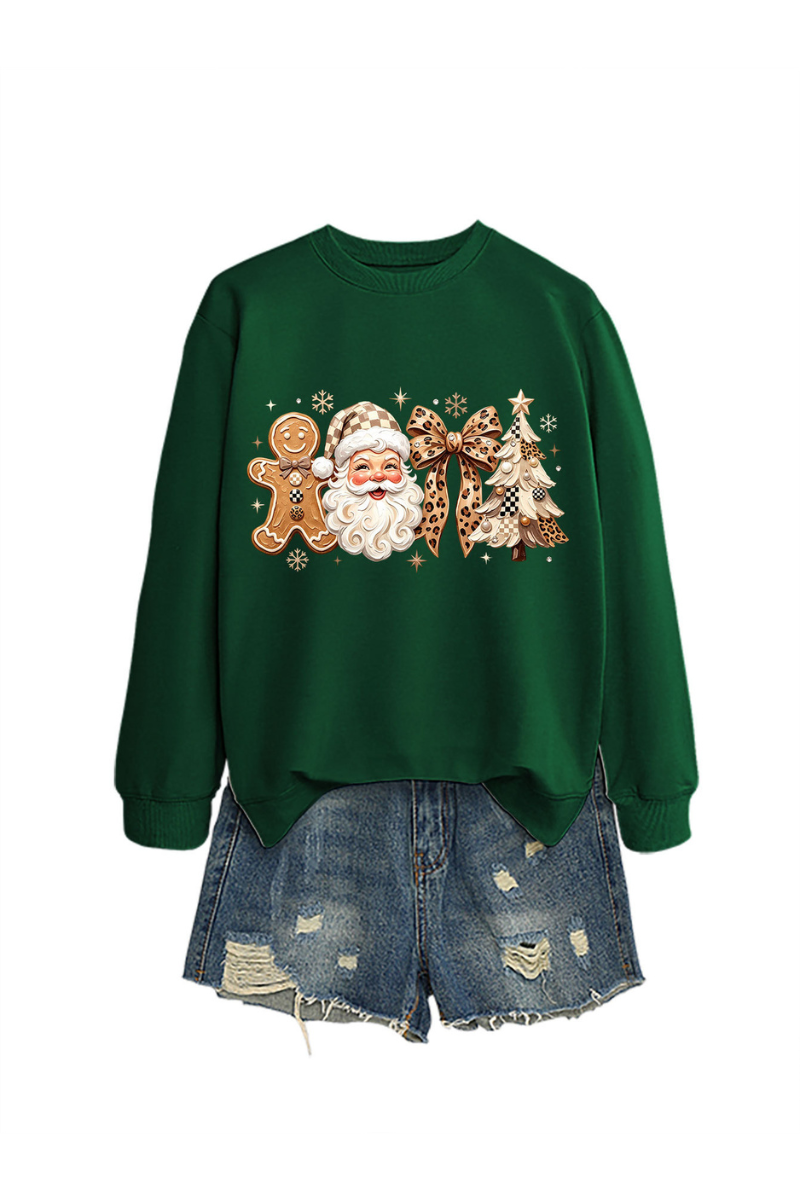Unisex Fall Clothing Christmas Santa Bow Sweatshirt