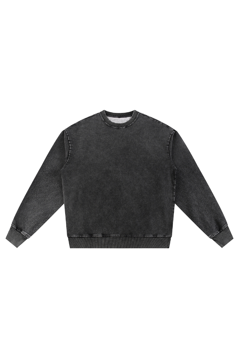 Women Fall Clothing Heavy Knit Denim Washed Sweatshirt