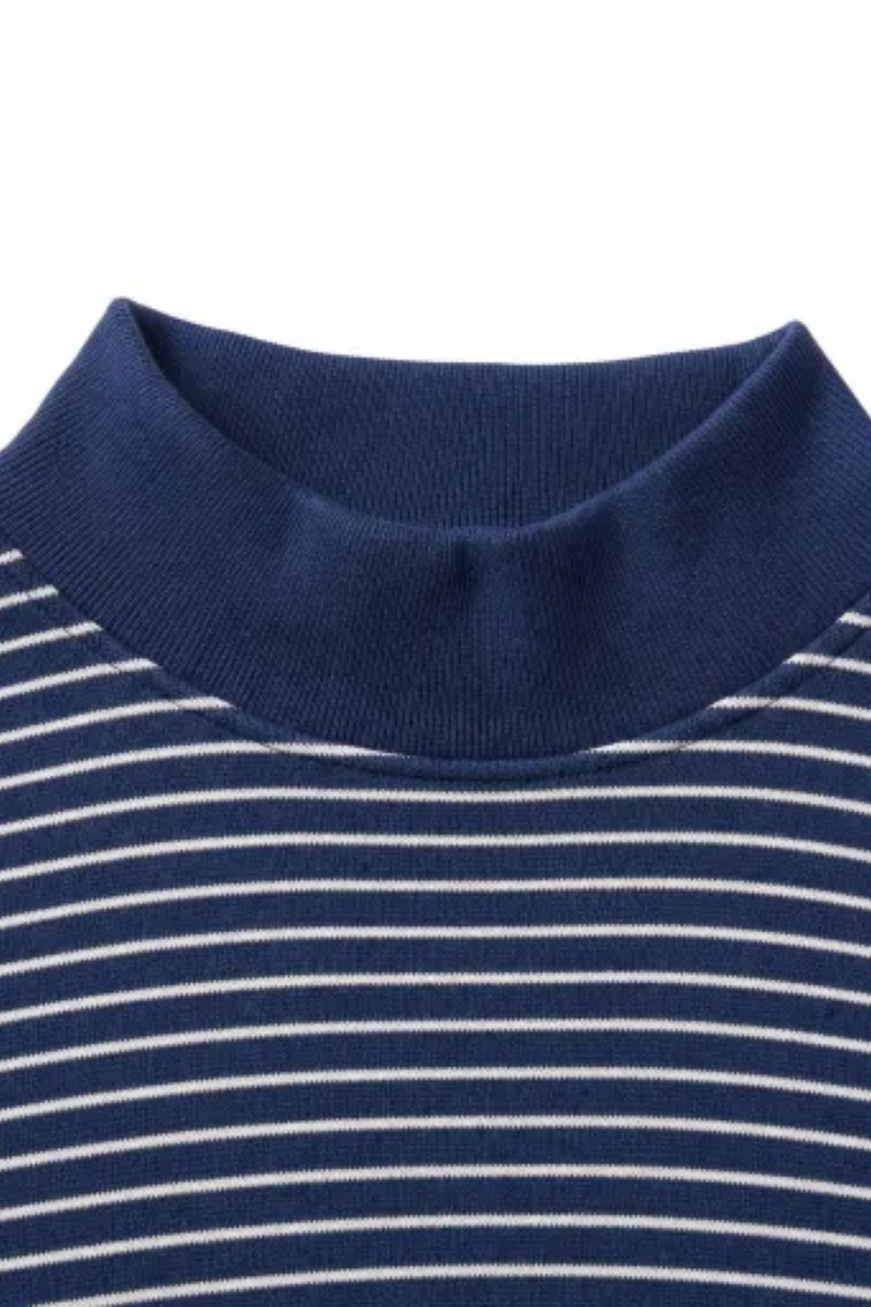 Women Fall Striped Mock Neck Sweatshirt Shorts 2 Piece Set
