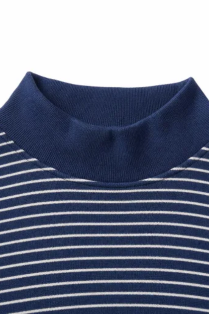 Women Fall Striped Mock Neck Sweatshirt Shorts 2 Piece Set