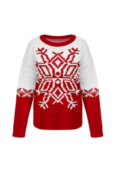 Women Fall Clothing Christmas Nordic Snowflake Sweater