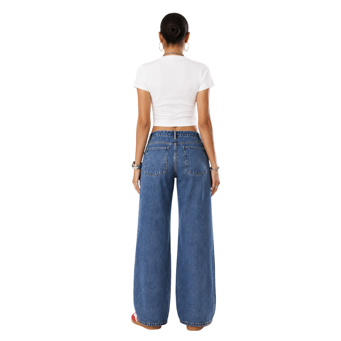 Women's high-waisted heavyweight loose wide-leg jeans