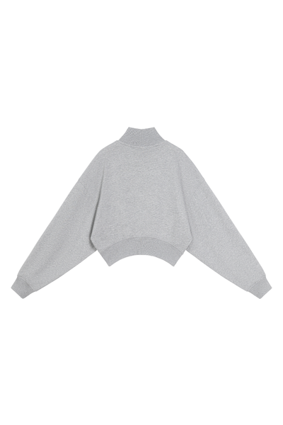 Women Spring Cotton Blend Mock Neck Cropped Sweatshirt