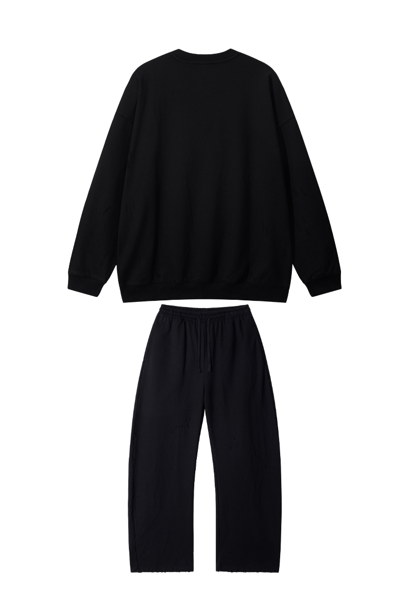 Women Fall Clothing Washed Pullover Wide Leg Sweatpants Set