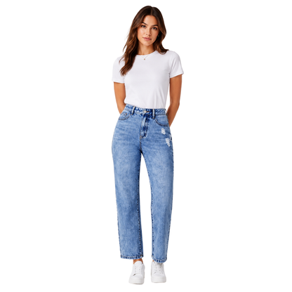 Women's vintage ripped ankle-length slim-fit jeans