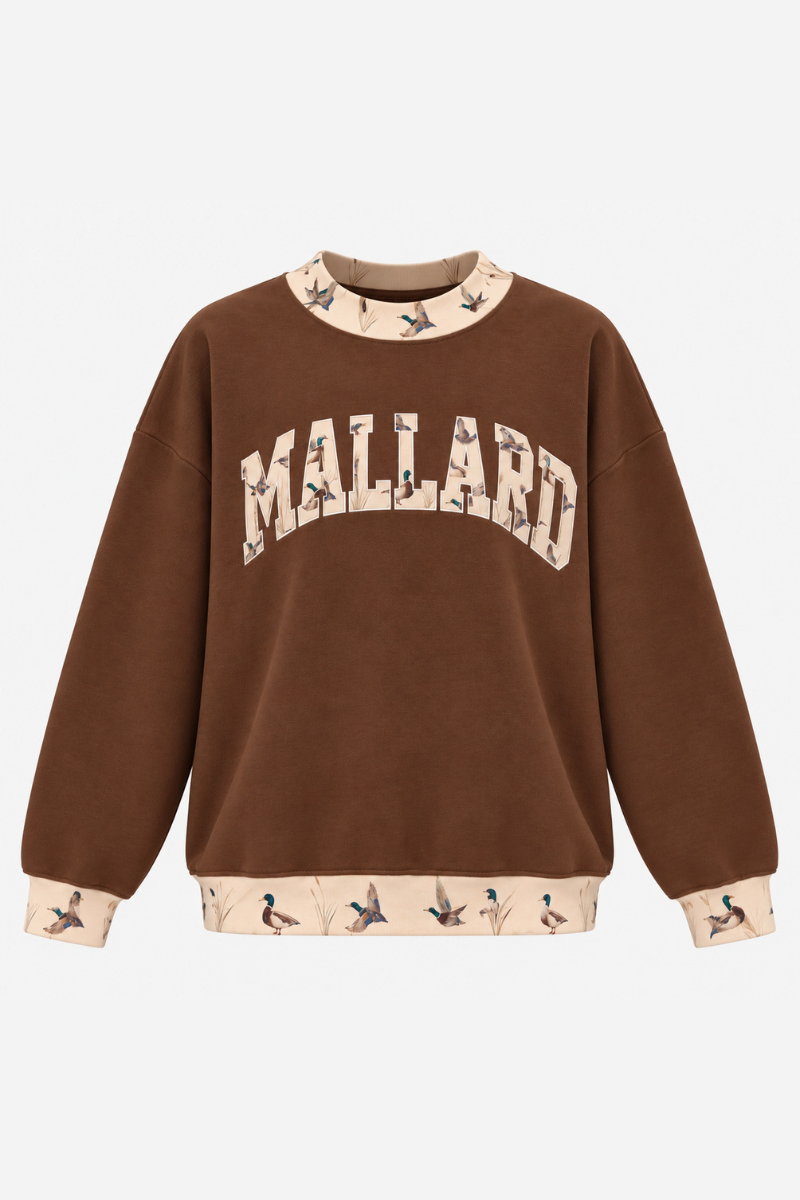 Unisex Fall Clothing Duck Print Color Block Sweatshirt