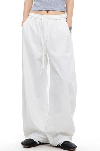 Women's Summer Straight White Parachute Pants