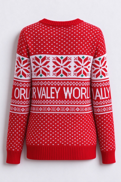 Women's Fall Christmas Red AOP Snowflake Knit Sweater