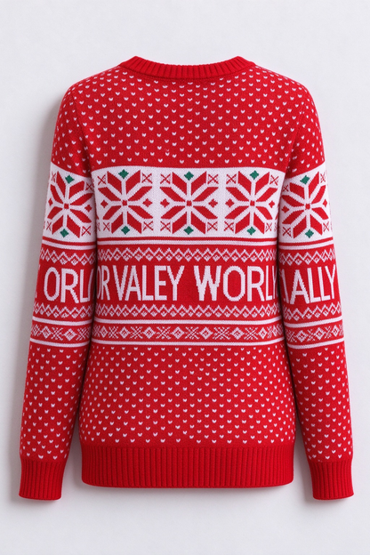 Women's Fall Christmas Red AOP Snowflake Knit Sweater
