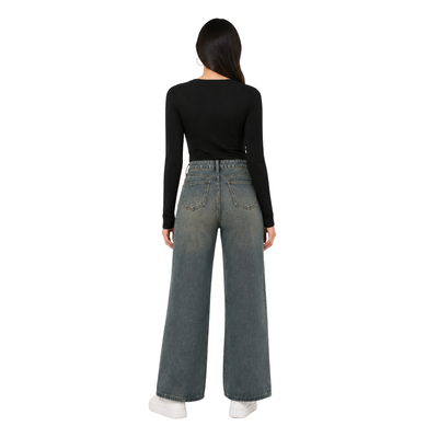Women's vintage high-waisted loose wide-leg jeans