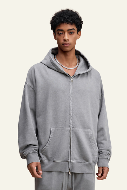 Men's Heavyweight Vintage Washed Cotton Hooded Jacket