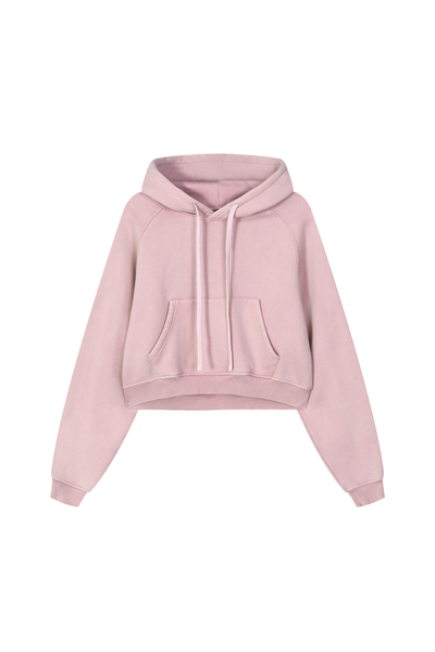 Women Fall Clothing Fleece Lined Washed Cropped Hoodie