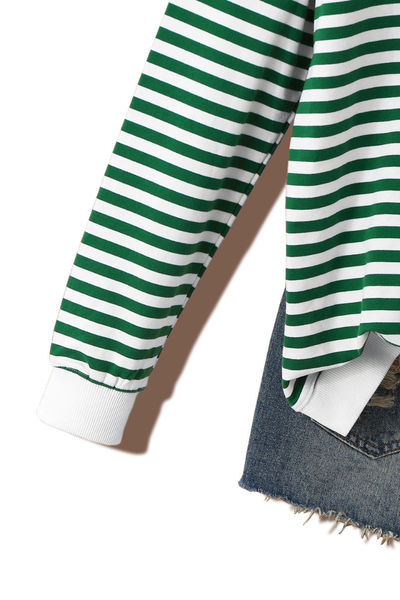 Women's Christmas Holly Jolly Stripe Long Sleeve Sweatshirt