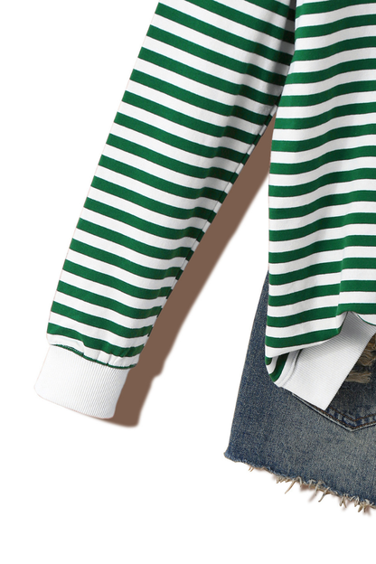 Women's Christmas Holly Jolly Stripe Long Sleeve Sweatshirt