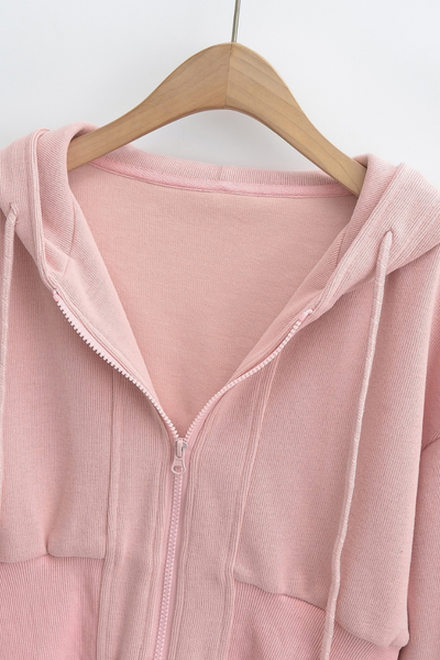 Unisex All Season Spliced Cropped Zip Hoodie Cardigan