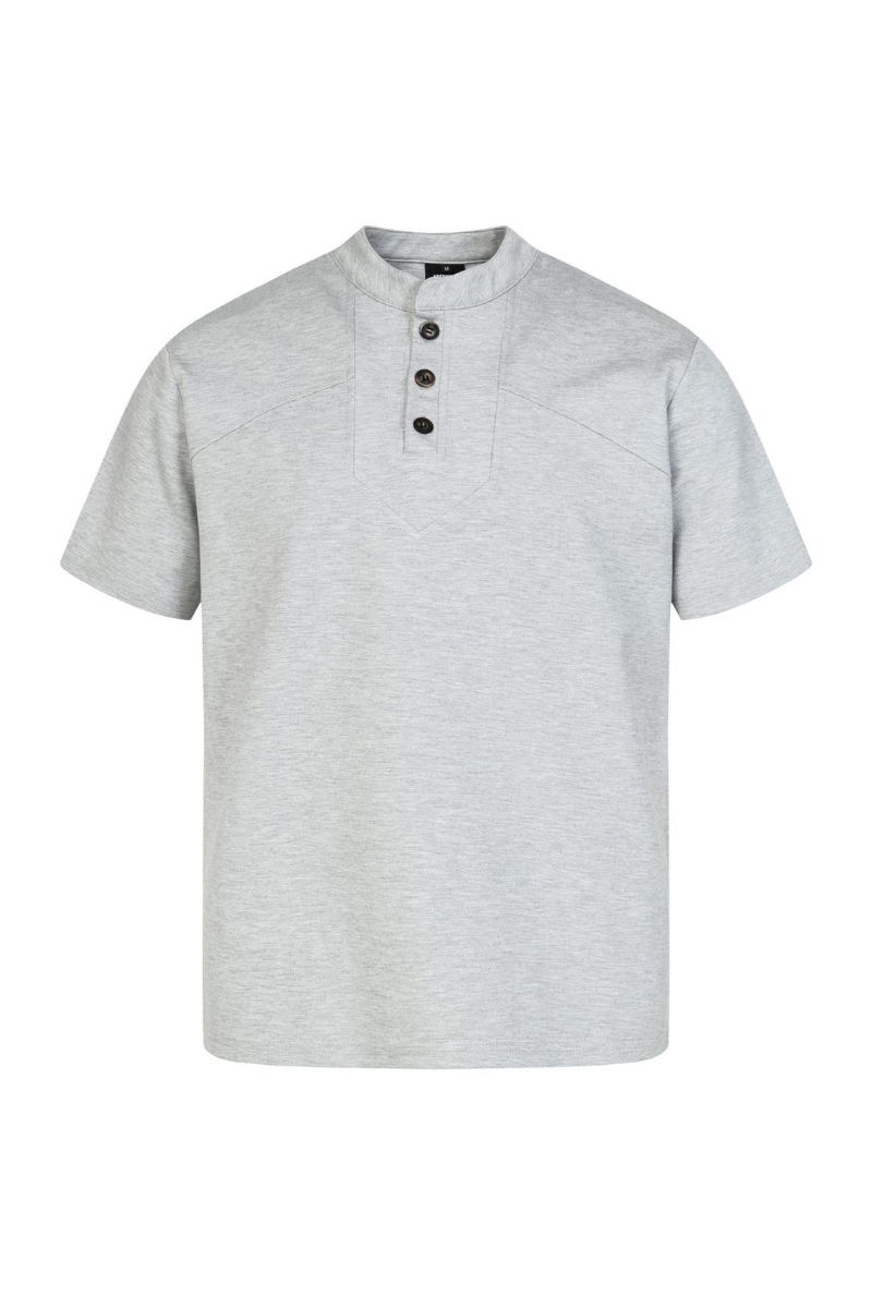 Men's Summer Set-in Henley Waffle Diagonal Stitch Tee