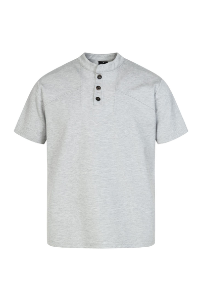 Men's Summer Set-in Henley Waffle Diagonal Stitch Tee