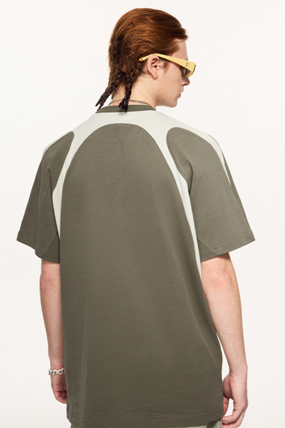 Men's Summer 230g Cotton Colorblock Raglan Loose Crew Tee