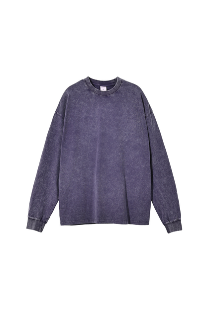 Unisex Fall 250gsm Cotton Wax Washed Long Sleeve Tee