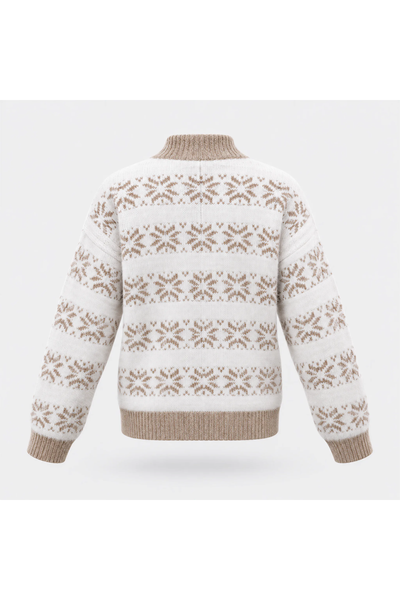 Women's Fall Christmas Snowflake Mock Neck Knit Sweater