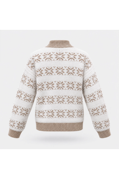 Women's Fall Christmas Snowflake Mock Neck Knit Sweater
