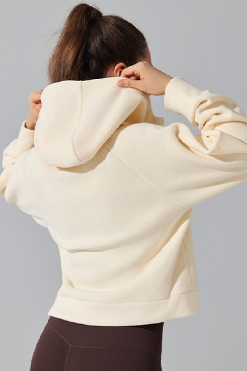 Women Fall Clothing Warm Cozy Oat Fleece Half-Zip Hoodie