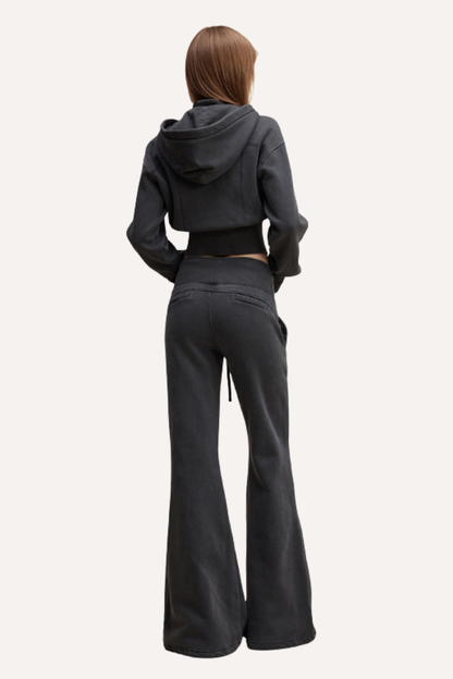 Women's Fall Fleece Open Front Sweatshirt & Pants Set - Slim