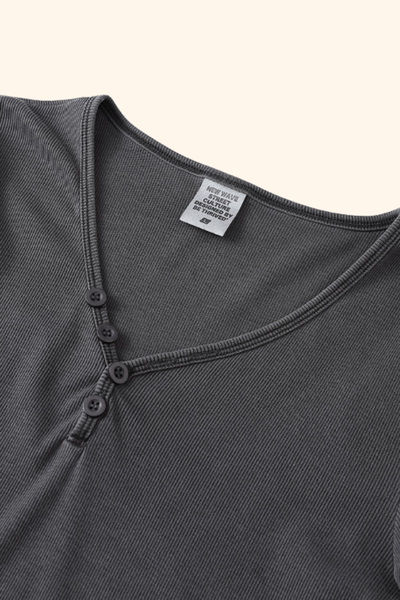 Women's 275g Sexy V-Neck Button Long Sleeve Slim Knit Top
