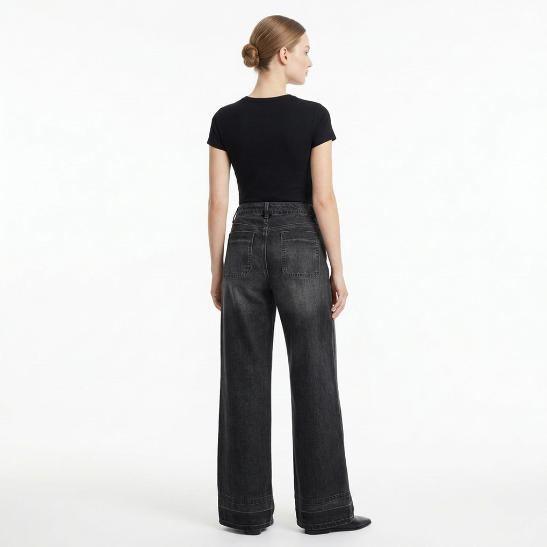 Women's Vintage Wash High Waist Wide Leg Jeans
