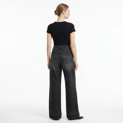 Women's Vintage Wash High Waist Wide Leg Jeans