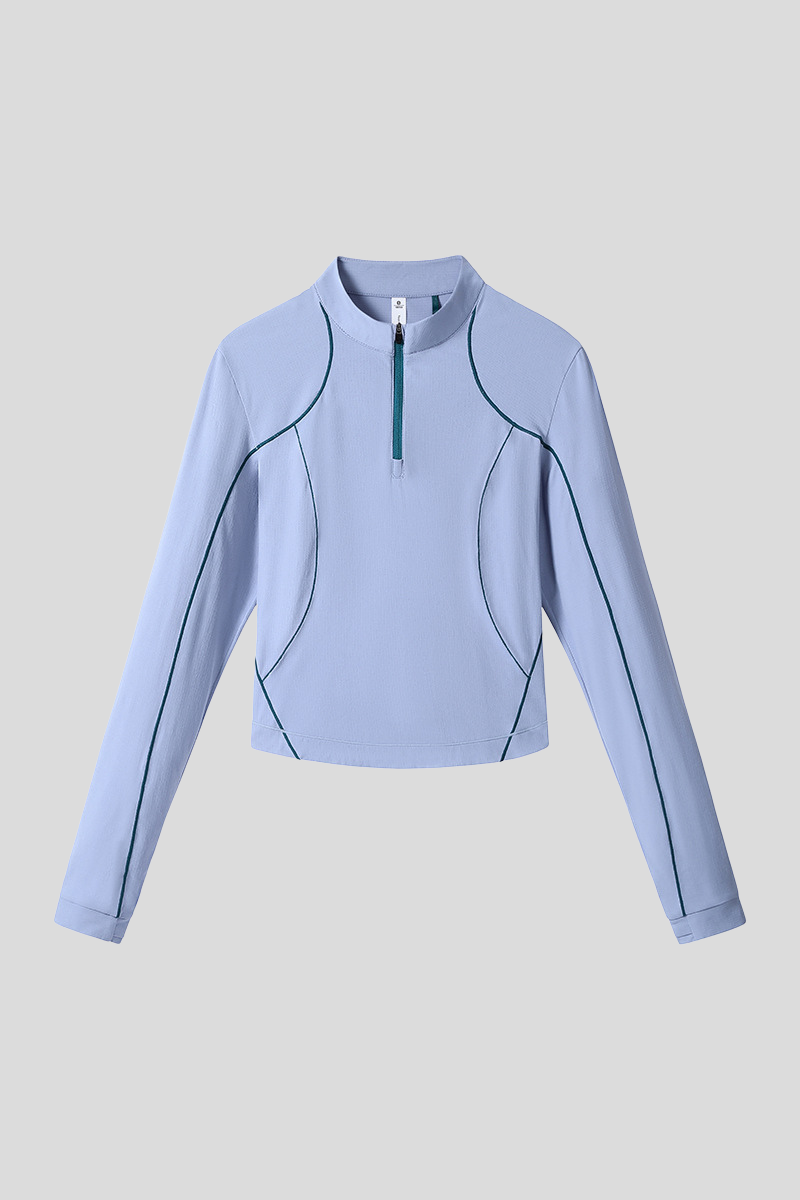 Women's Outdoor Run Quick Dry Long Sleeve Crop Zip Top