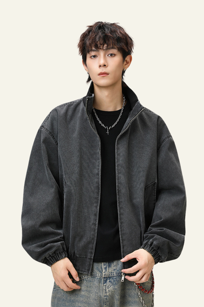 Men's Streetwear Solid Stand Collar Bomber Jacket