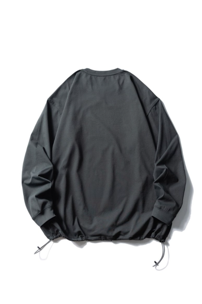 Women's Spring Drawstring-Hem Relaxed Long-Sleeve T-Shirt