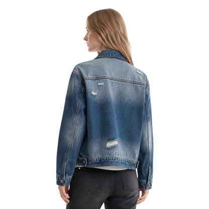Women's Distressed Wash Denim Jacket