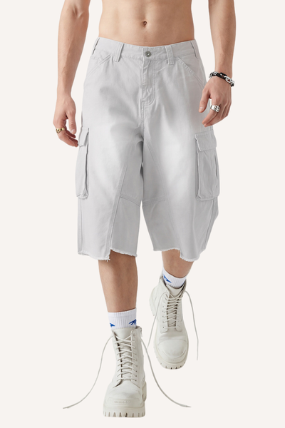 Men's Summer Street Multi-Pocket Distressed Cargo 7/8 Shorts