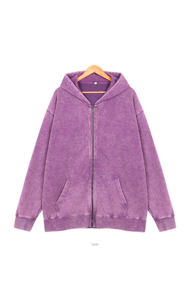 Men Fall Washed Vintage Oversized Zip Up Hoodie