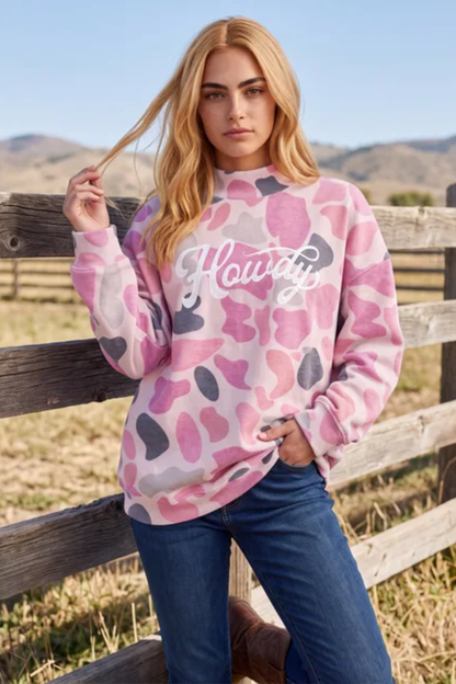 Women's Fall Multi Print Crew Neck Long Sleeve Sweatshirt