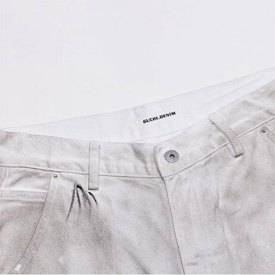 Men's Spring Gradient Splatter Cargo Wide-Leg Denim Shorts