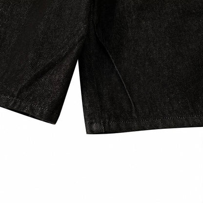 Men's Summer Solid Color Loose Wide-Leg Denim Shorts